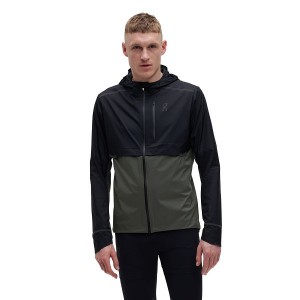 Black / Grey Men's On Running Weather Jackets | 8093275_PH