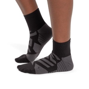 Black / Grey Women's On Running Performance Mid Socks | 8697154_PH