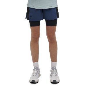 Blue / Black Women's On Running Active Shorts | 5930682_PH