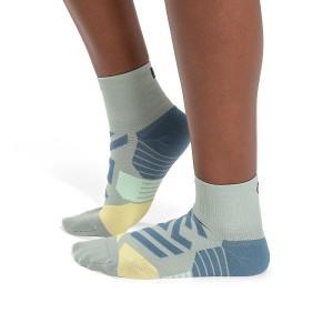 Blue / Green Women's On Running Performance Mid Socks | 723854_PH