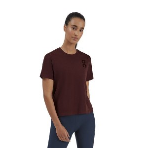 Burgundy Women's On Running Graphic-T 1 T Shirts | 825437_PH