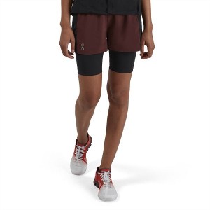 Burgundy / Black Women's On Running Active Shorts | 524613_PH