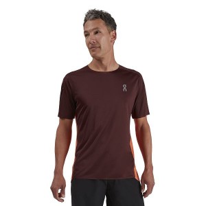 Burgundy / Brown Men's On Running Performance-T 2 T Shirts | 5903726_PH