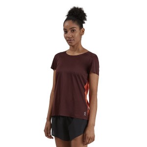 Burgundy / Brown Women's On Running Performance-T 2 T Shirts | 3874652_PH