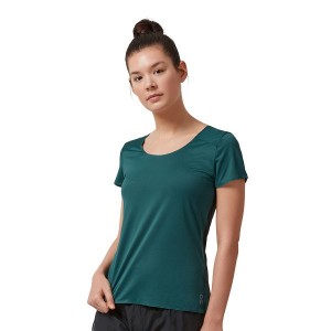 Green / Black Women's On Running Performance-T 4 T Shirts | 9062438_PH