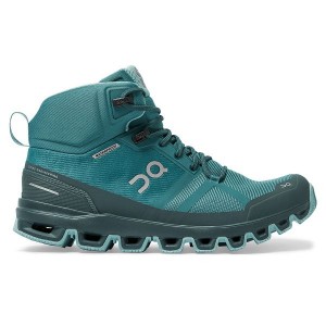 Green / Olive Women's On Running Cloudrock Waterproof Hiking Boots | 7089421_PH