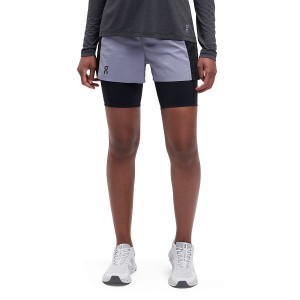 Grey / Black Women's On Running Active Shorts | 376241_PH