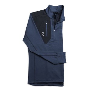 Navy / Black Men's On Running Weather 1 Shirts | 1405789_PH