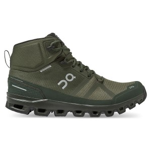 Olive Men's On Running Cloudrock Waterproof Hiking Boots | 4865701_PH