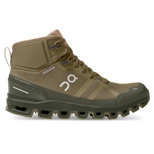 Olive Women's On Running Cloudrock Waterproof Hiking Boots | 7843569_PH