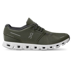 Olive / White Men's On Running Cloud 5 Sneakers | 6983275_PH