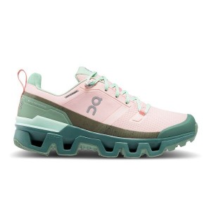 Pink / Green Women's On Running Cloudwander Waterproof Hiking Shoes | 3902876_PH