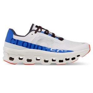 White / Blue Men's On Running Cloudmonster Road Running Shoes | 7658193_PH