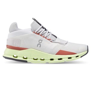 White / Light Green Women's On Running Cloudnova Sneakers | 7486012_PH