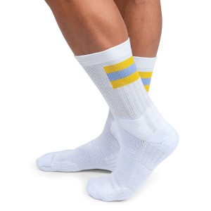 White / Mustard Men's On Running Tennis Socks | 267598_PH