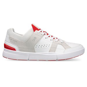 White / Red Men's On Running THE ROGER Clubhouse Sneakers | 5910237_PH