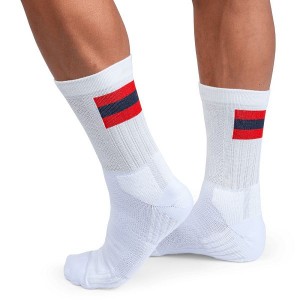 White / Red Men's On Running Tennis Socks | 5068247_PH