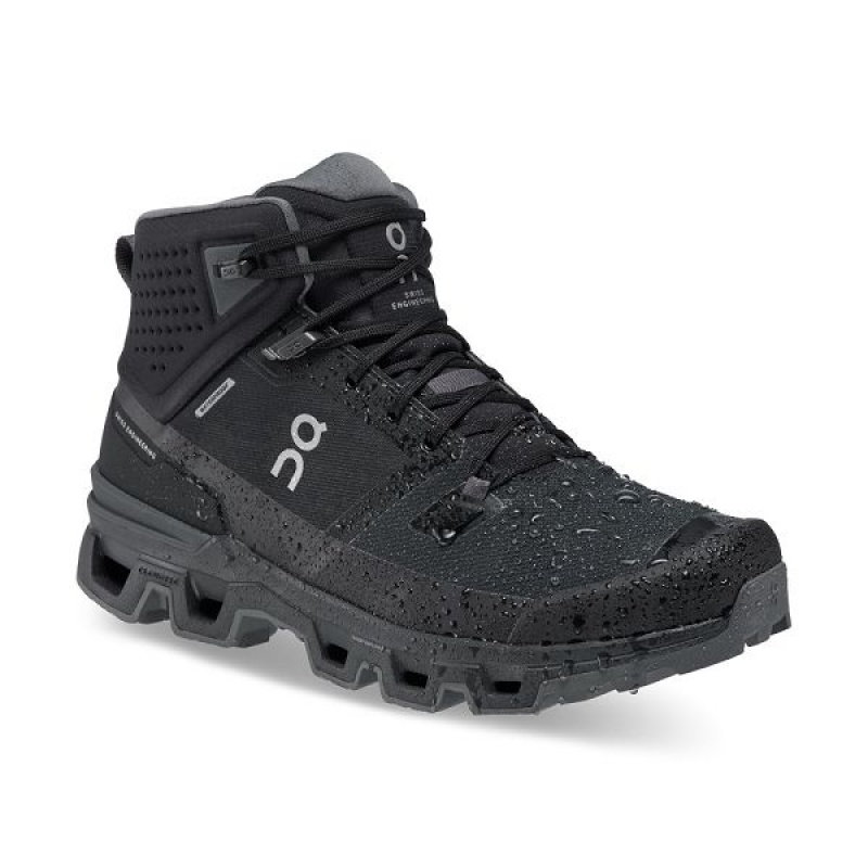 Black Men's On Running Cloudrock 2 Waterproof Hiking Boots | 9358470_PH