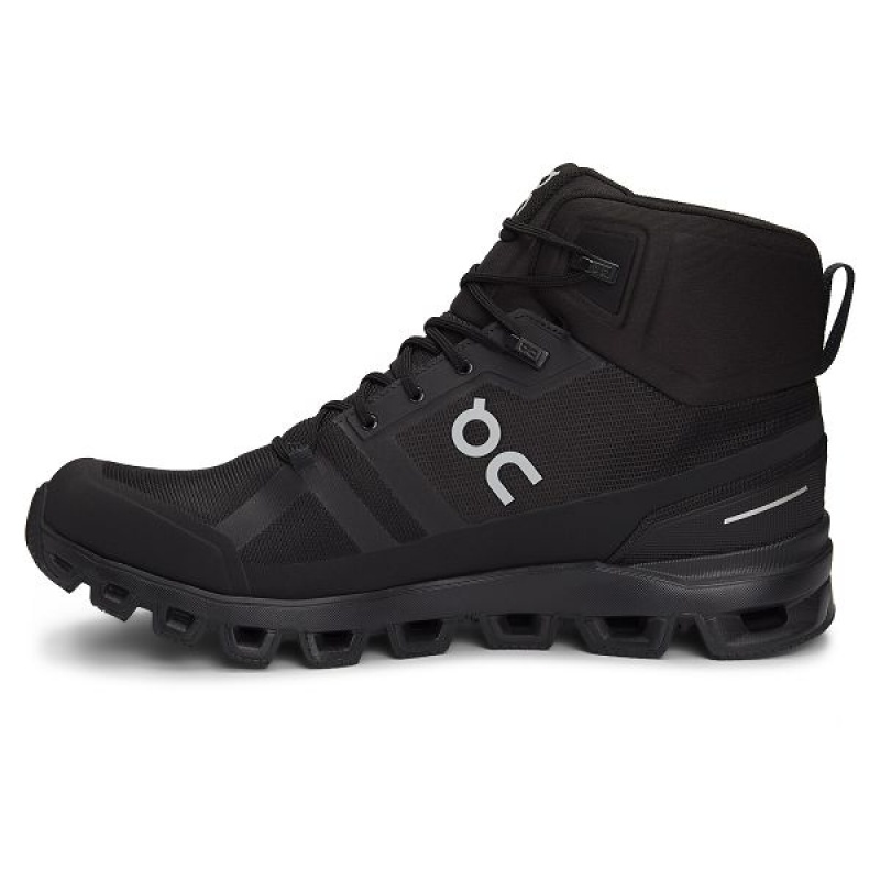 Black Men's On Running Cloudrock Waterproof Hiking Boots | 5812674_PH