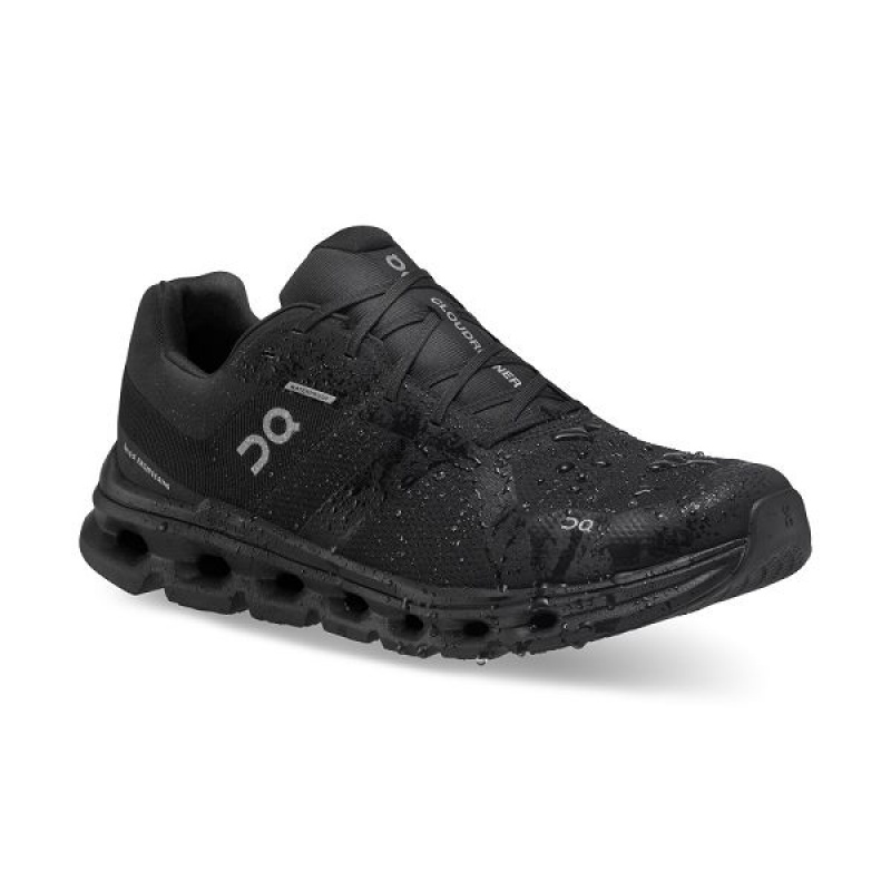 Black Men's On Running Cloudrunner Waterproof Road Running Shoes | 8163490_PH