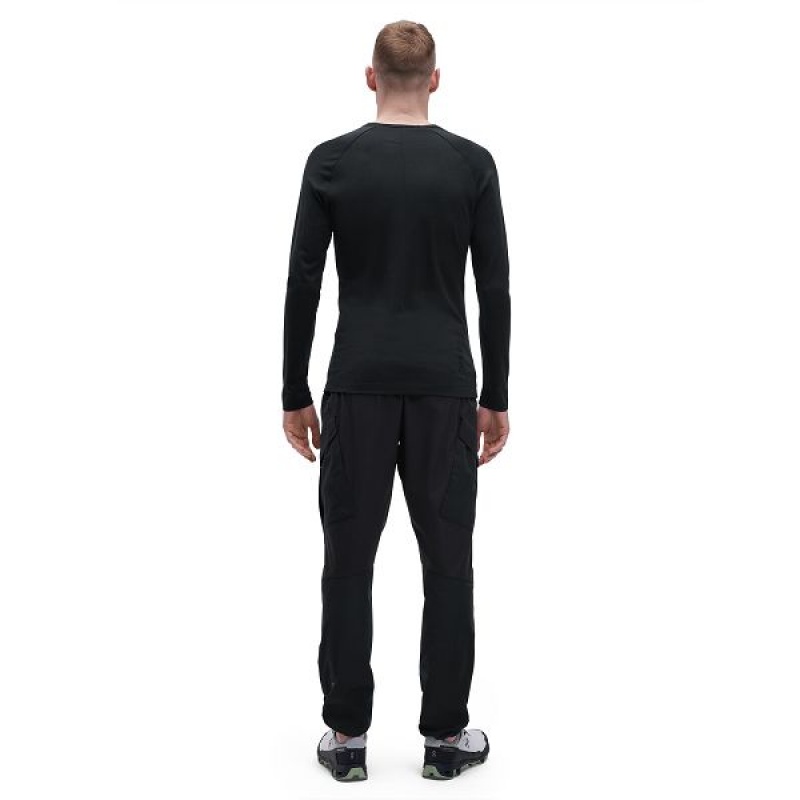 Black Men's On Running Merino Long-T T Shirts | 7168450_PH