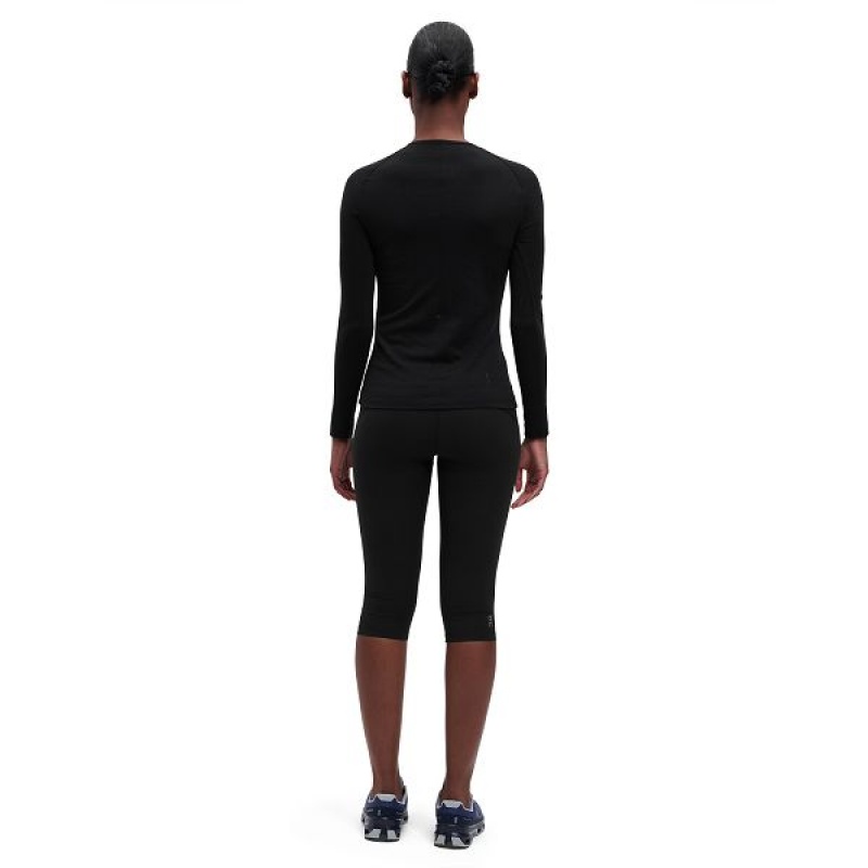 Black Women's On Running Merino Long-T T Shirts | 3470192_PH