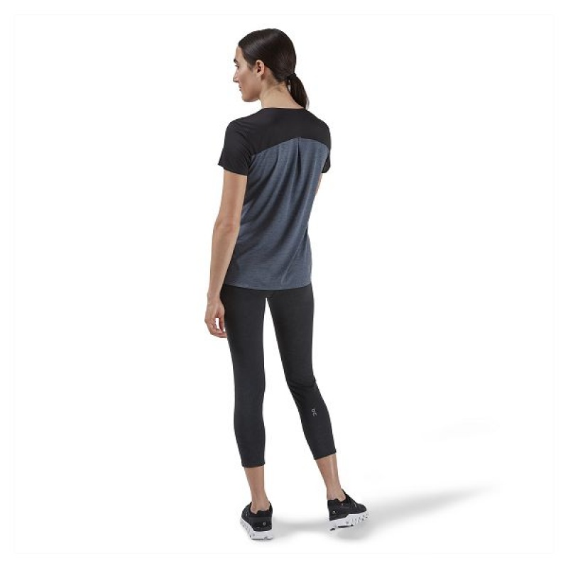 Black Women's On Running Performance-T 2 T Shirts | 1297648_PH