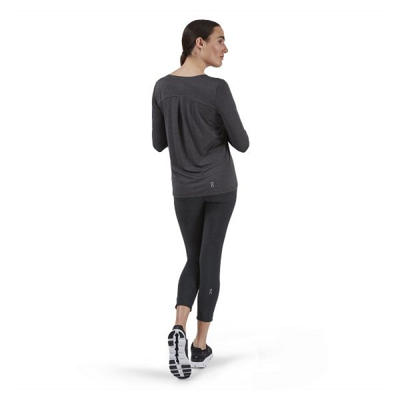 Black Women's On Running Performance Long-T T Shirts | 7109236_PH