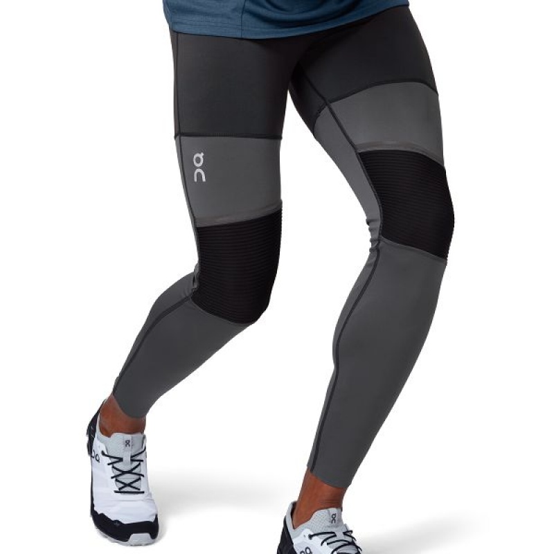 Black / Grey Men's On Running Long 1 Tights | 7316489_PH