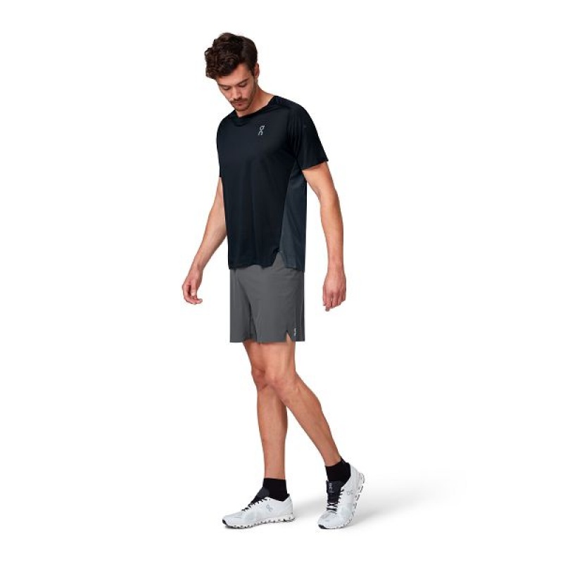 Black / Grey Men's On Running Performance-T 2 T Shirts | 4289063_PH