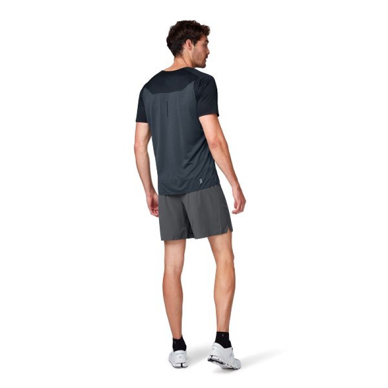 Black / Grey Men's On Running Performance-T 2 T Shirts | 4289063_PH