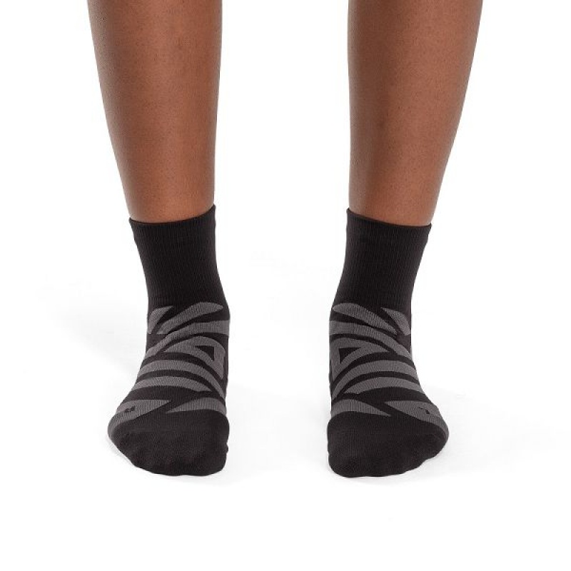 Black / Grey Women's On Running Performance Mid Socks | 8697154_PH