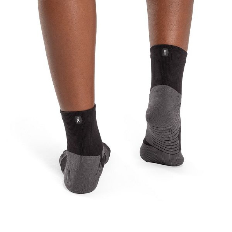 Black / Grey Women's On Running Performance Mid Socks | 8697154_PH