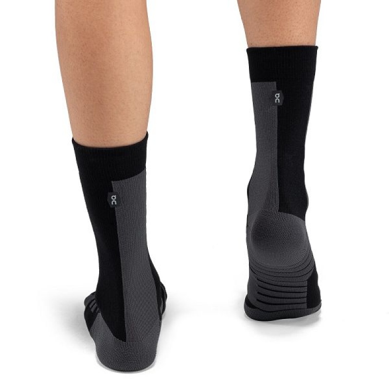 Black / Grey Women's On Running Performance High Socks | 9870452_PH