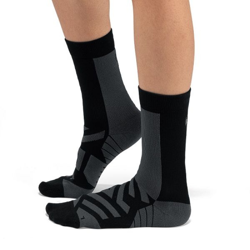 Black / Grey Women\'s On Running Performance High Socks | 9870452_PH