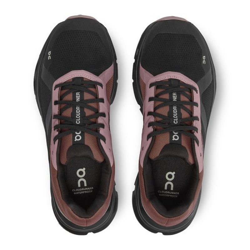 Black / Purple Women's On Running Cloudrunner Waterproof Road Running Shoes | 4195826_PH