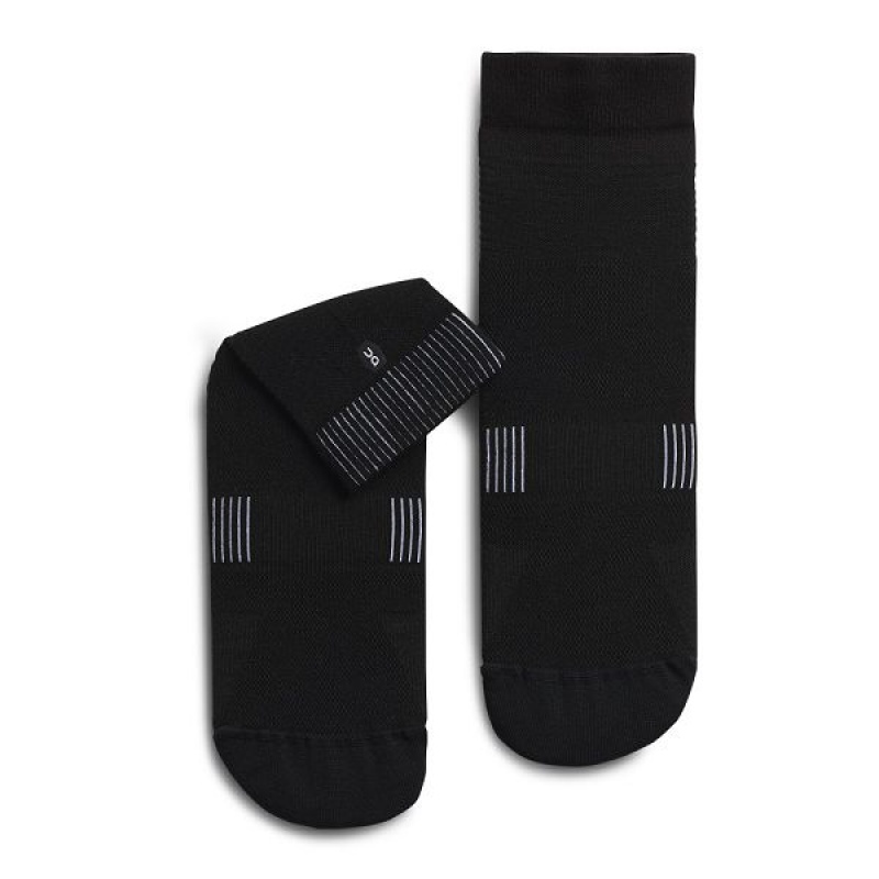 Black / White Men's On Running Ultralight Mid Socks | 1963425_PH