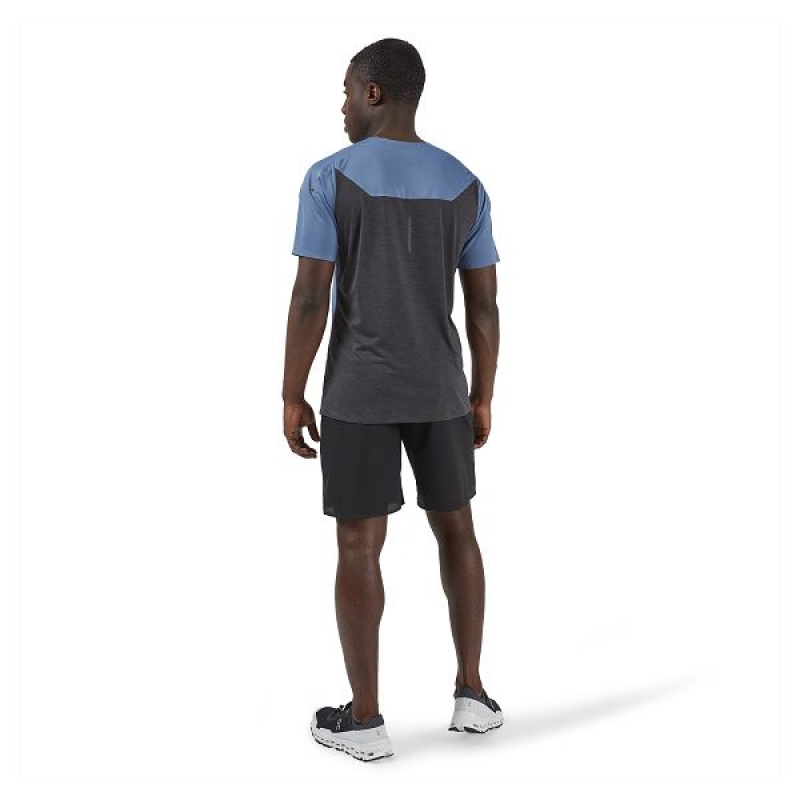 Blue / Black Men's On Running Performance-T 2 T Shirts | 1485273_PH