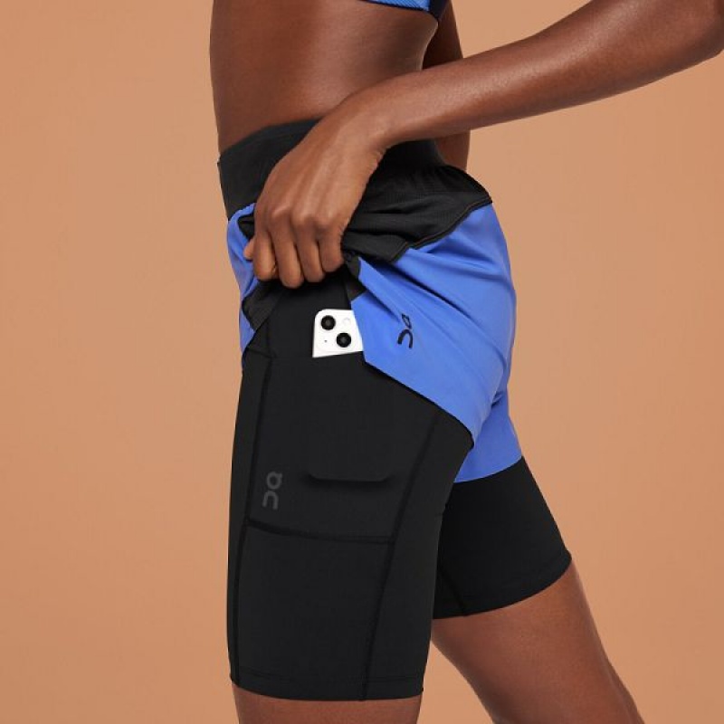 Blue / Black Women's On Running Active Shorts | 9058714_PH