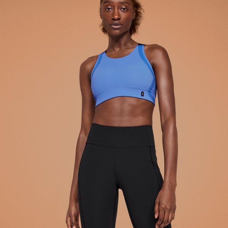 Blue / Black Women's On Running Active Shorts | 9058714_PH