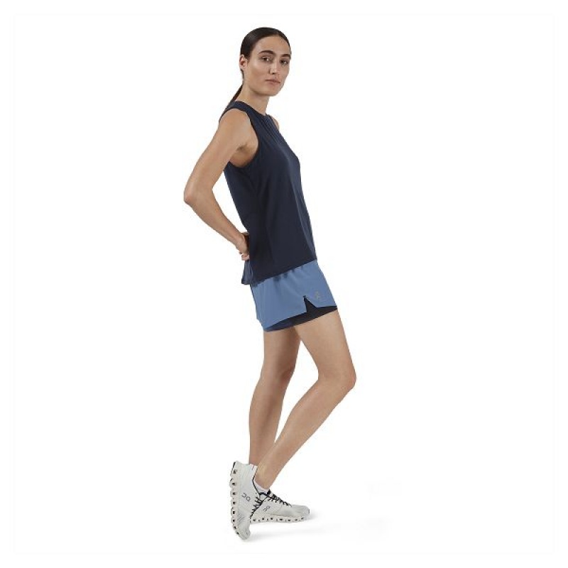 Blue / Black Women's On Running Running 3 Shorts | 2135648_PH