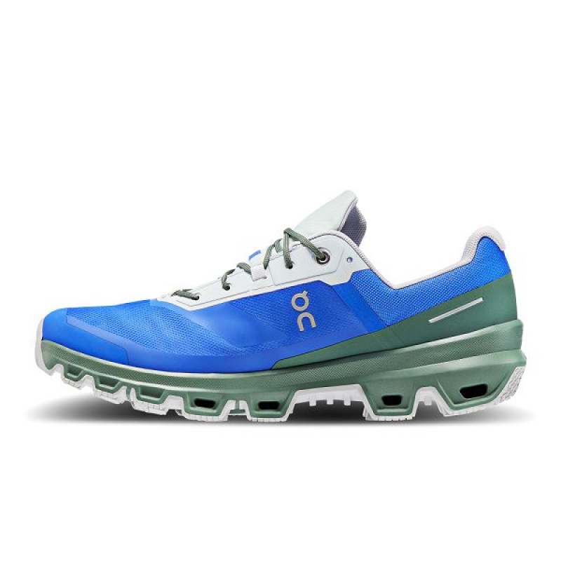 Blue / Dark Green Men's On Running Cloudventure Waterproof 3 Trail Running Shoes | 5792438_PH