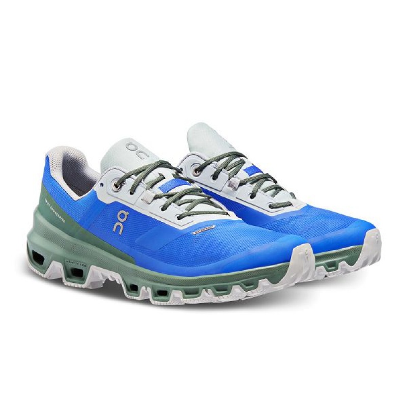 Blue / Dark Green Women's On Running Cloudventure Waterproof Hiking Shoes | 8930521_PH