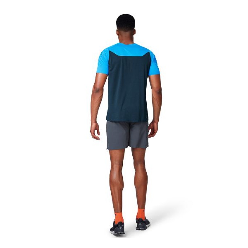 Blue / Navy Men's On Running Performance-T 2 T Shirts | 7981632_PH