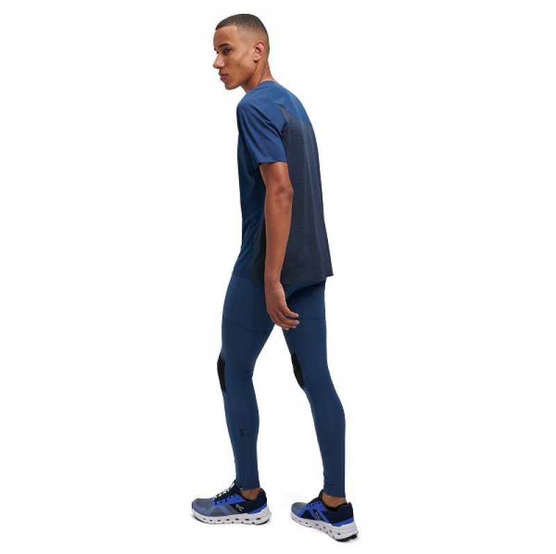 Blue / Navy Men's On Running Performance-T 2 T Shirts | 4815367_PH