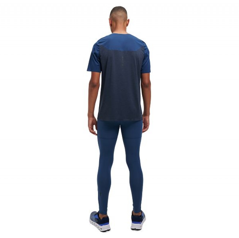 Blue / Navy Men's On Running Performance-T 2 T Shirts | 4815367_PH