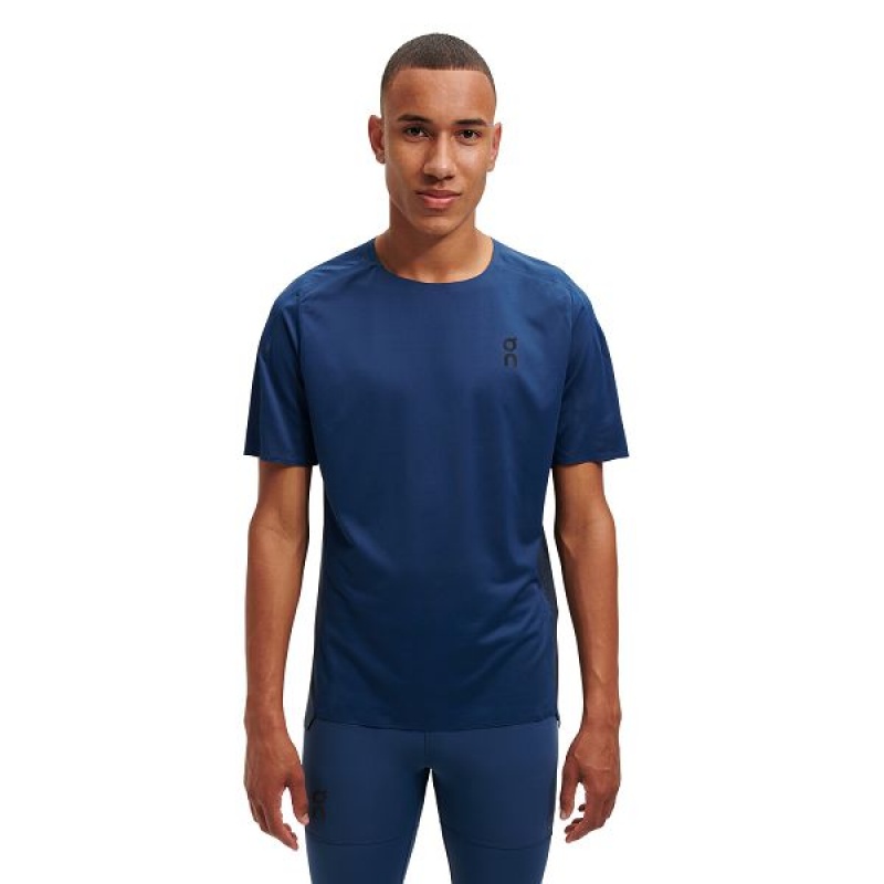 Blue / Navy Men\'s On Running Performance-T 2 T Shirts | 4815367_PH