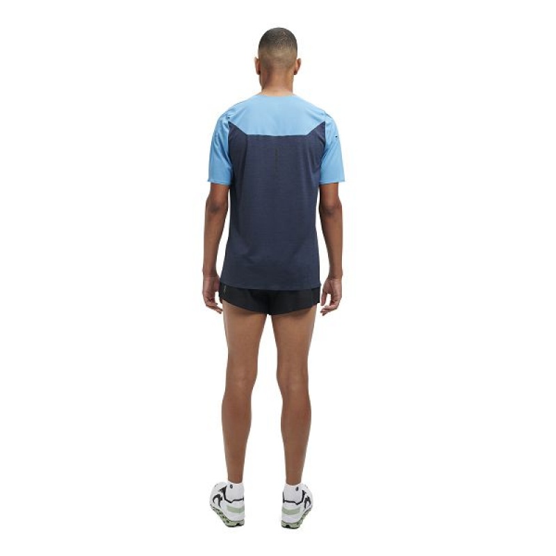 Blue / Navy Men's On Running Performance-T 2 T Shirts | 9580437_PH