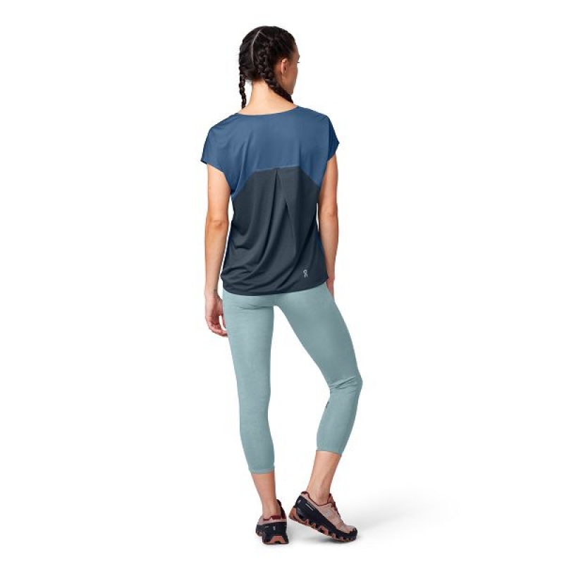 Blue / Navy Women's On Running Performance-T 3 T Shirts | 6583197_PH