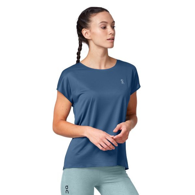 Blue / Navy Women\'s On Running Performance-T 3 T Shirts | 6583197_PH